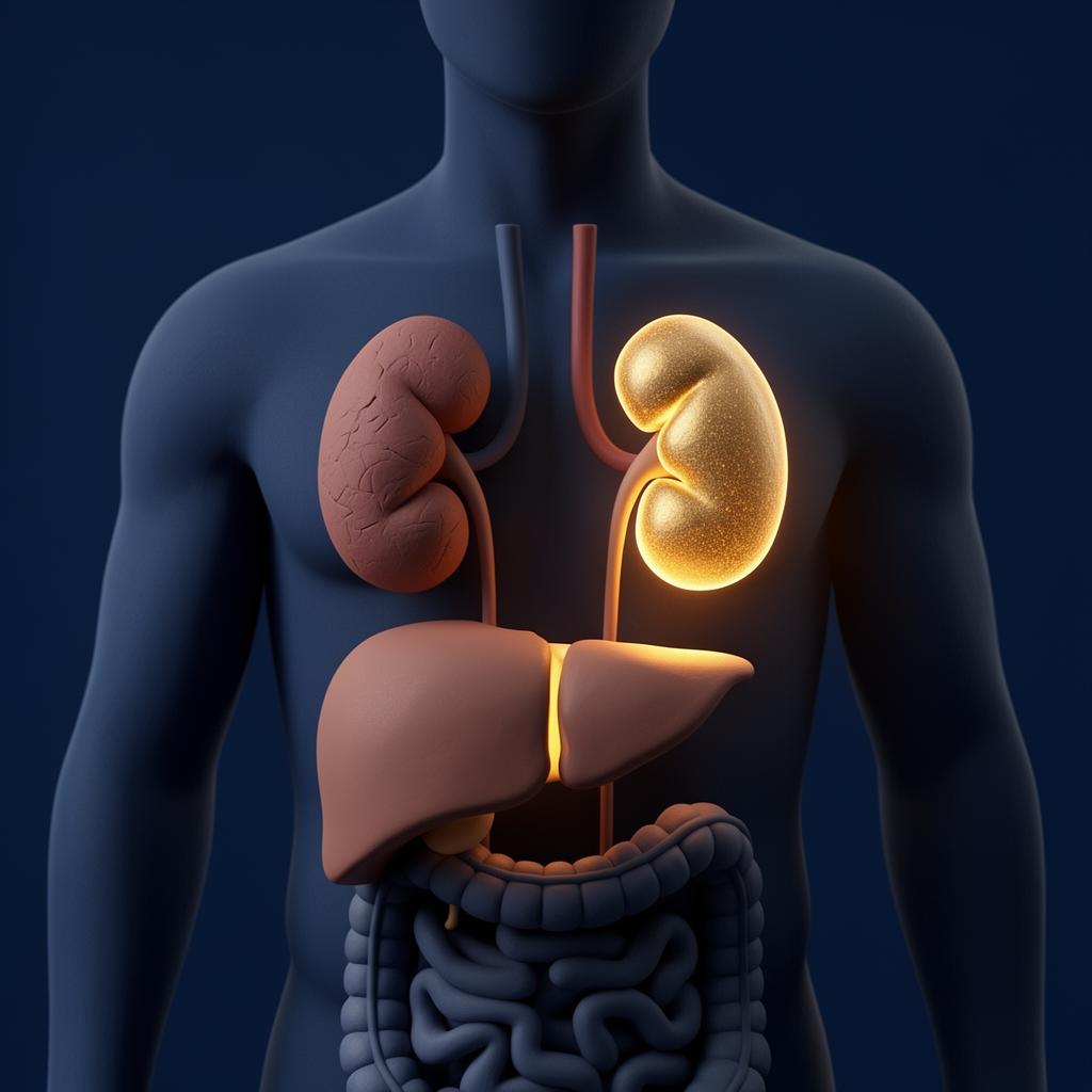 Ilustração médica · ablação renal e hepática